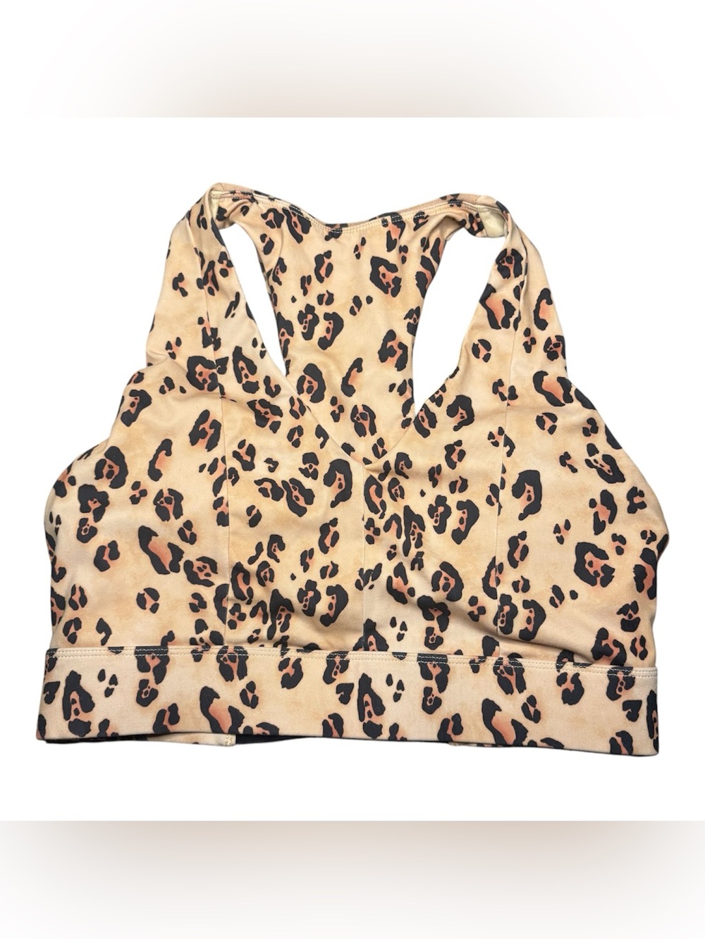 Fabletics Women's On The Go Midi Sports Bra Padded Cheetah Print